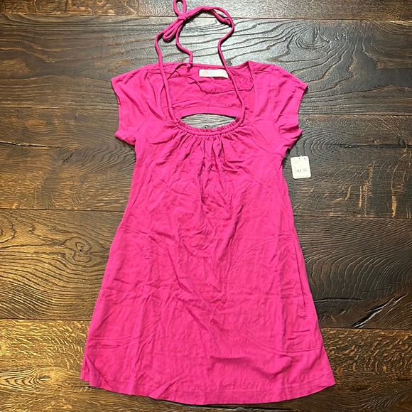 16. Free People Beach free-est Vivi Open Back Stretch Cotton Dress in Raspberry - Picture 4 of 8